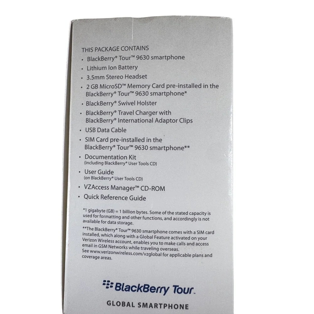 Vintage BlackBerry Tour 9630 Verizon Smartphone Bundle‎ Box Accessories